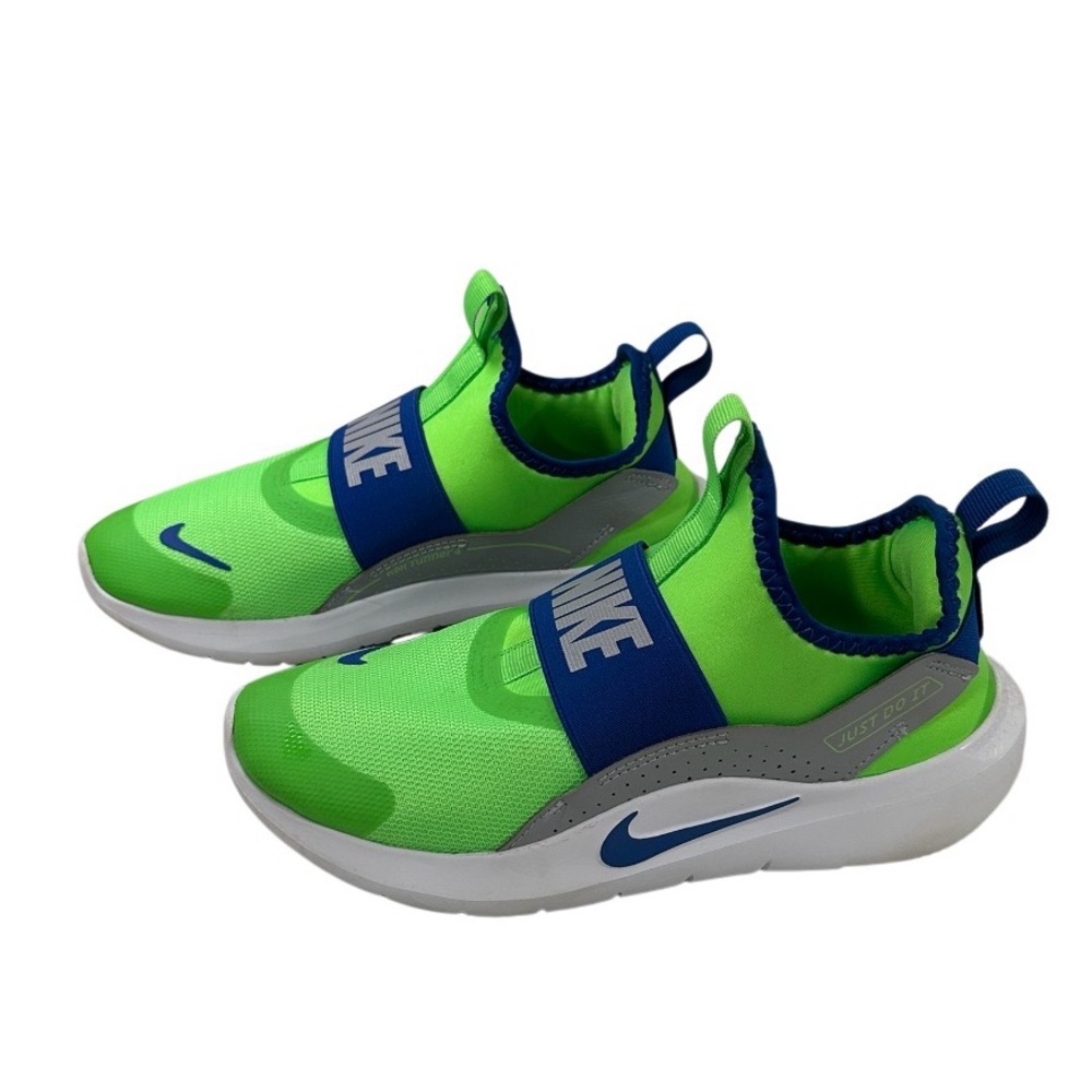 Nike Flex Runner Little Kid Boys Running Shoes- Lime/Blue Size 4 - Picture 2 of 6
